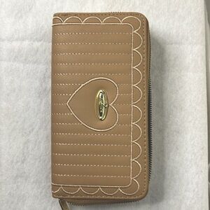 Cute leather with heart embroidered design
